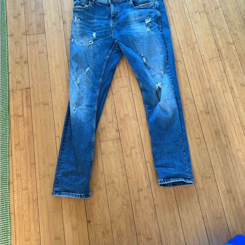 Fashion Nova Men's Ripped Blue Skinny Jeans